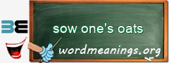 WordMeaning blackboard for sow one's oats